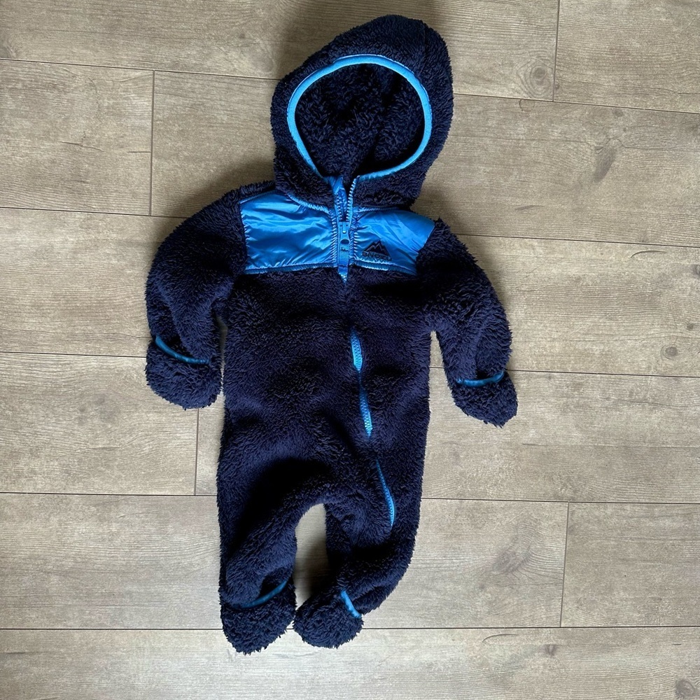SNOZU blue Sherpa fleece full body comfy winter baby boy snowsuit 3-6 Months